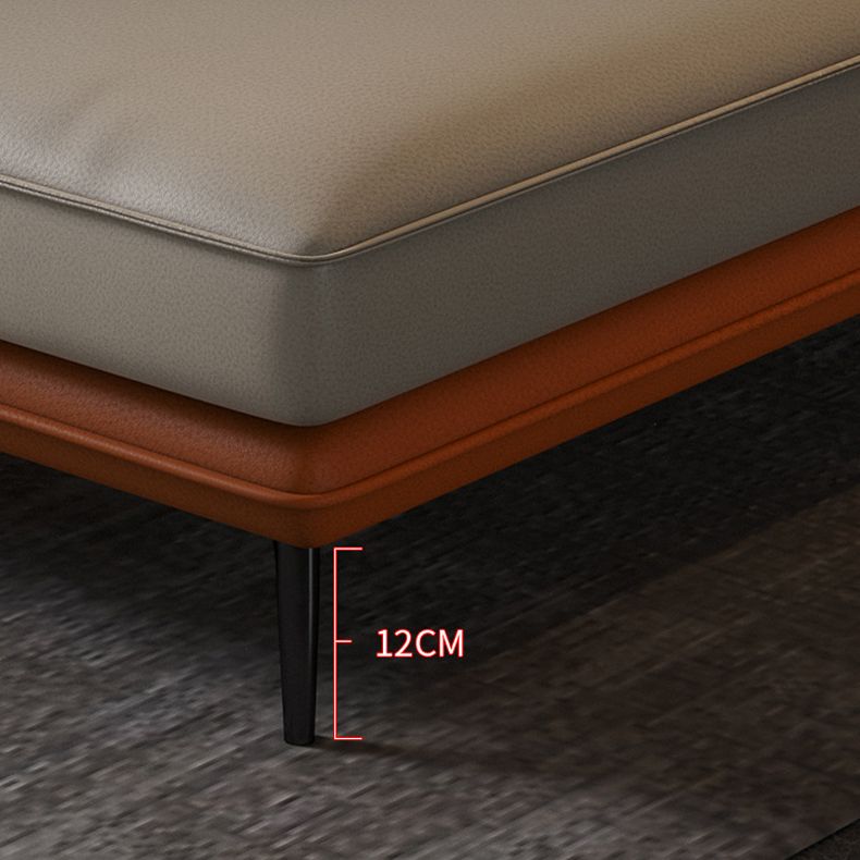 Flared Arm Sectional with Chaise Orange Faux Leather 4-seat Sectional Clearhalo 'furn' 'furn_sectionals' 'Furniture' 'Living Room Furniture' 'Sectionals' 1200x1200_a3294ecd-47fa-461d-a0a2-27ea0630dca4