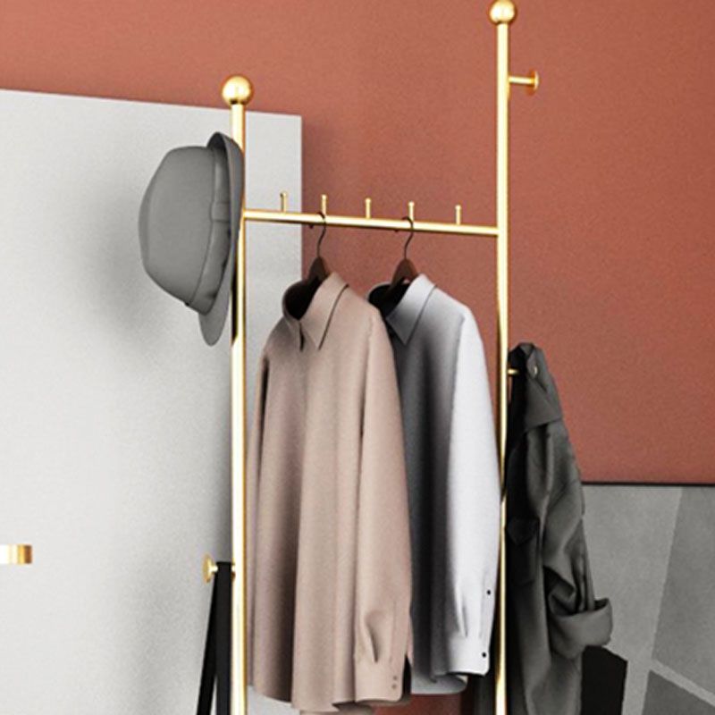 Modern Metal Entryway Kit with 4 Hooks and Basket in Drawing Room Clearhalo 'Entry & Mudroom Furniture' 'furn' 'furn_hall_tree_coat_racks' 'Furniture' 'Hall Trees & Coat Racks' 'hall_tree_coat_racks' 1200x1200_a32bc02c-2314-456d-b1d6-ea8ae743a9fe