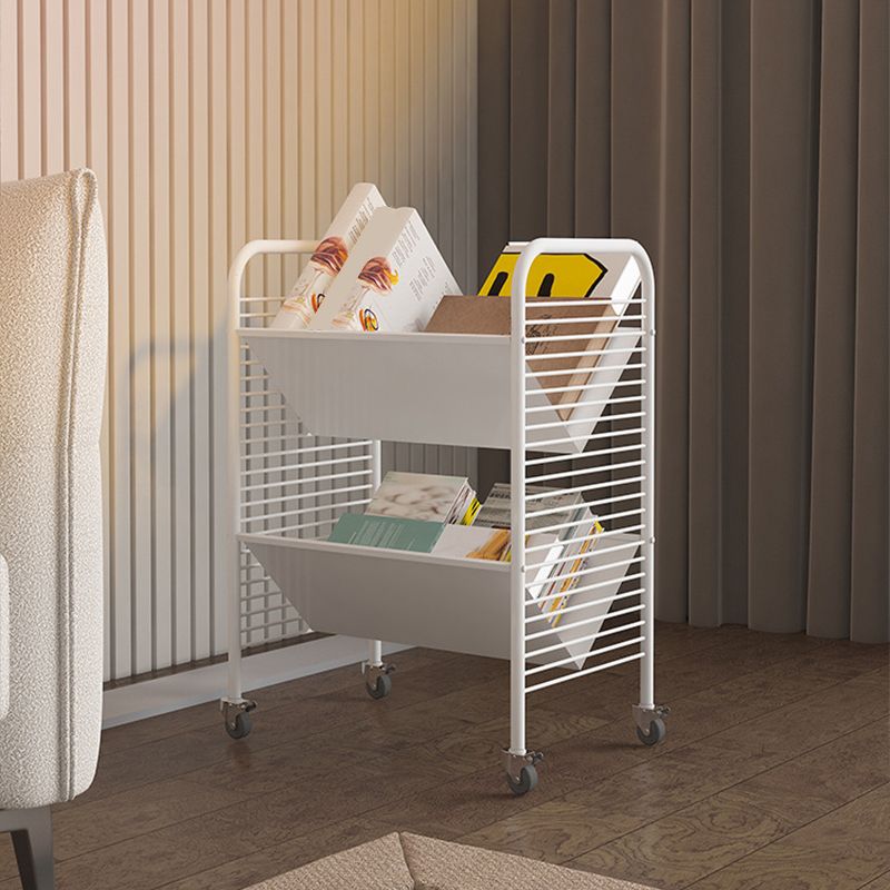 Glam Open Back Bookshelf Standard Metal 2 Shelves Bookcase for Home Office