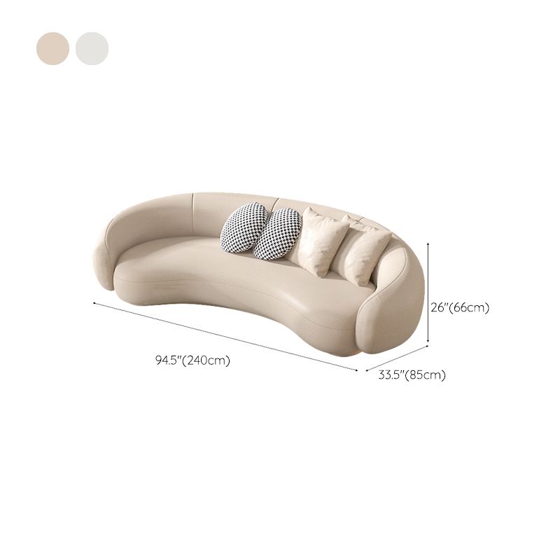 Contemporary Solid Color Sofa Upholstered Wool and Faux Leather Sofa