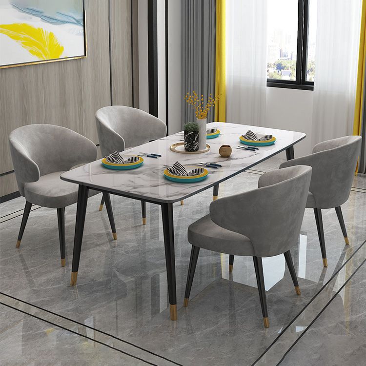 Modern Dinette Set 1/4/5 Pieces Rectangle White Marble Dining Table Set Clearhalo 'Dining Room Sets' 'Dining Tables & Seating' 'dining_room_set' 'furn' 'furn_dining_room_set' 'Furniture' 'Kitchen & Dining Furniture' 1200x1200_a3302cd7-4fd5-4c97-bae5-26e54e95336d