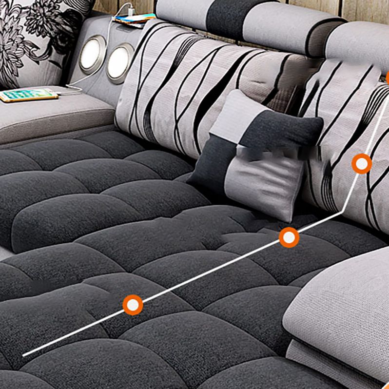 141.73"D x 94.5"W x 33.46"H Pillowed Back Cushions Sectionals with Storage Clearhalo 'furn' 'furn_sectionals' 'Furniture' 'furniture_sectionals' 'kitchen' 'kitchen_sectionals' 'Living Room Furniture' 'Sectionals' 1200x1200_a330aa54-e376-49b2-9de2-88457e3553b8