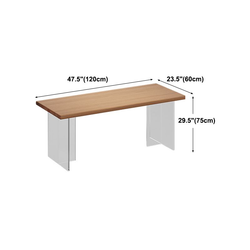 Acrylic Modern Rectangle Dining Table Pine Wood Top Table with Double Pedestal