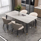 Mesa de comedor rectangular de piedra sinterizada, mueble moderno blanco-negro con 4 patas para el hogar