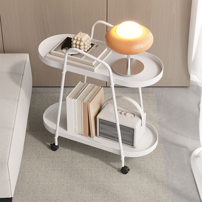 25.19" Tall 4 Legs Side Table with Metal Shelves Oval End Table Stand Clearhalo 'Coffee & Accent Tables' 'End & Side Tables' 'end_side_tables' 'furn' 'furn_end_side_tables' 'Furniture' 'Living Room Furniture' 1200x1200_a3336f1d-17be-4d81-a8f5-23f2ff662fce