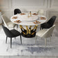 Contemporary Round Turntable Faux Leather Dining Set Stone 1/4/7 Pieces Dining Furniture Clearhalo 'Dining Room Sets' 'Dining Tables & Seating' 'dining_room_set' 'furn' 'furn_dining_room_set' 'Furniture' 'Kitchen & Dining Furniture' 1200x1200_a333e825-9925-41ef-8fc5-525972ccb59a