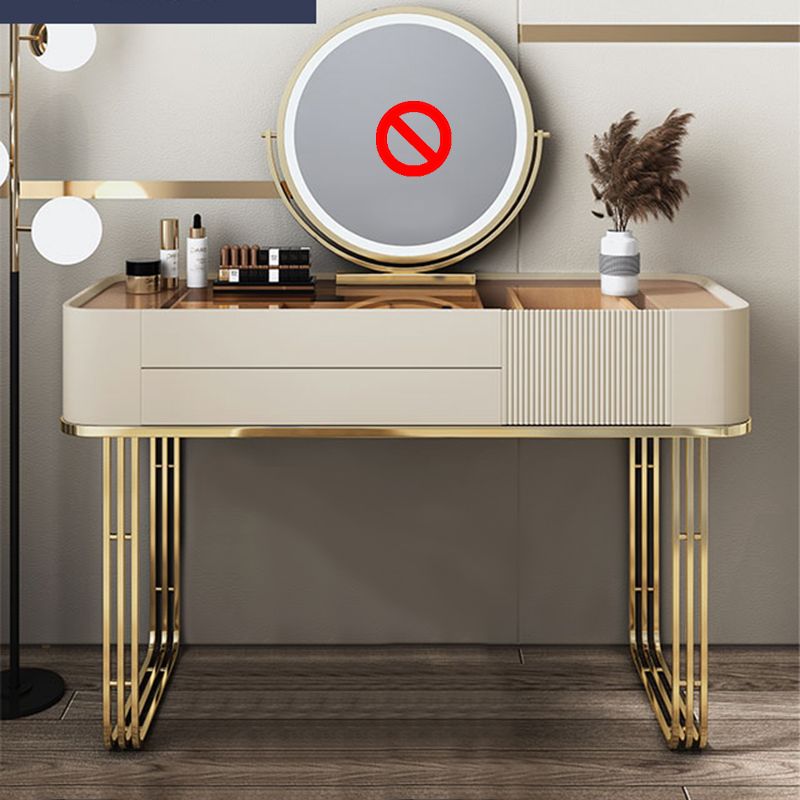 Mesa de maquillaje de tocador de vidrio con cajón, tocador glamoroso tocador