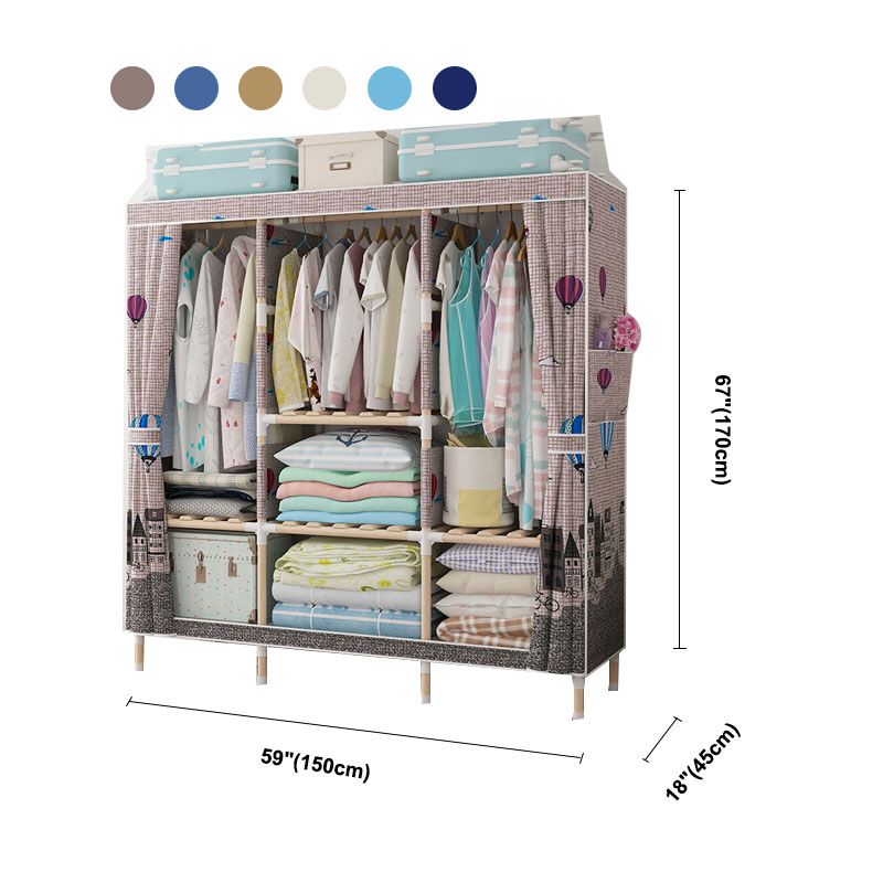 Metal Modern Armoire Shelves Storage Wardrobe Closet with Garment Rod Clearhalo 'Armoires & Wardrobes' 'armoires_wardrobes' 'Bedroom Furniture' 'furn' 'furn_armoires_wardrobes' 'Furniture' 1200x1200_a336e7ea-8d9e-48b6-98f3-bbea55e2bb87