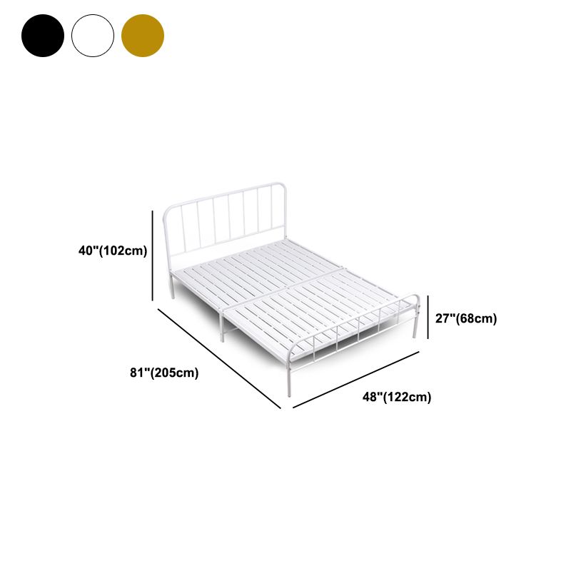 Modern Rectangular Headboard Bed Open-Frame Bed With Metal Legs