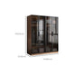 Modern Freestanding Wardrobe Armoire Tempered Glass Doors Wardrobe with Shelves