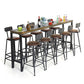 Mesa de mesa de barra de 1/6/11 de piezas industrial con taburetes con heces