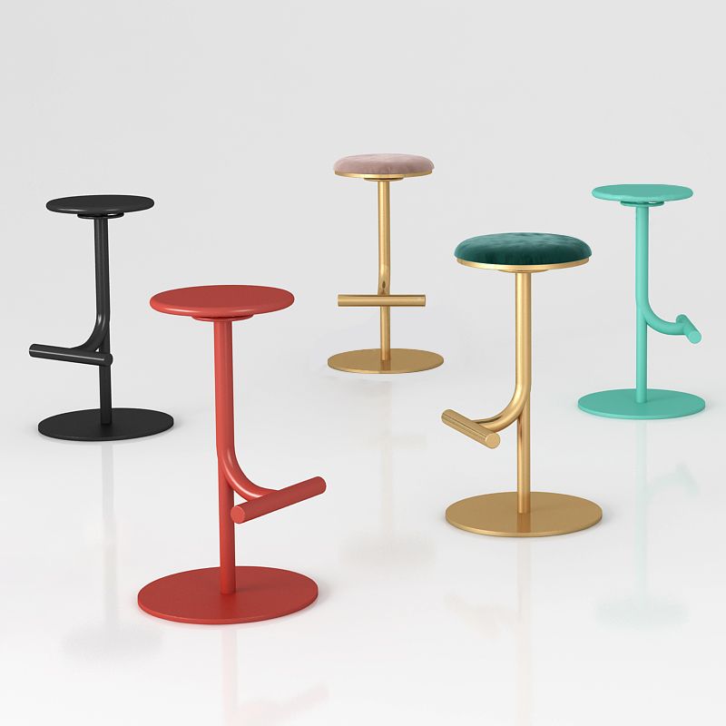 Taburete de bar con asiento redondo moderno y altura ajustable sin respaldo