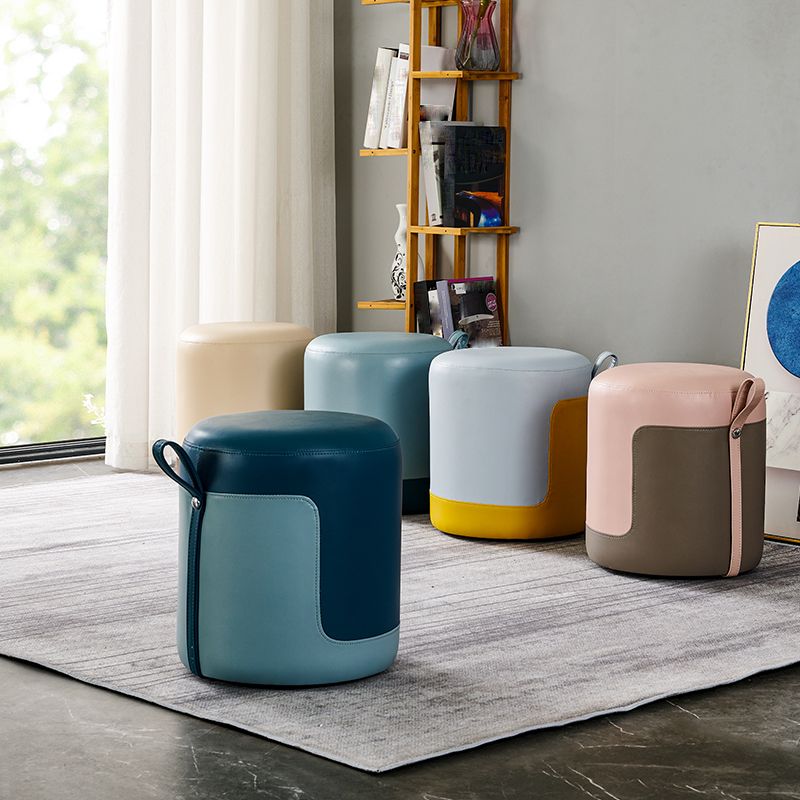 Panel de contraste otomano moderno de cuero interior de cuero redondo