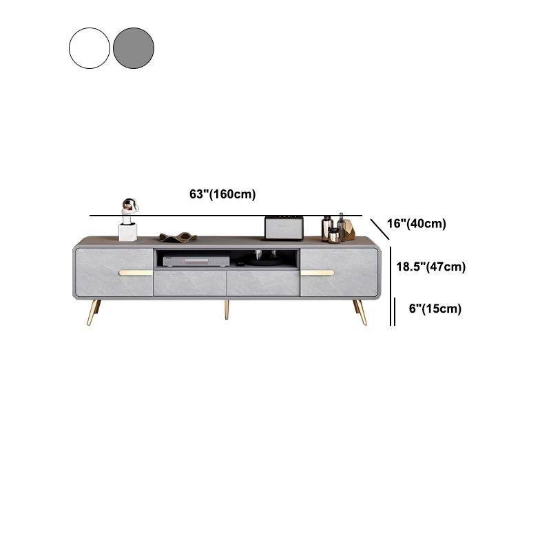 Witte en grijze tv -standaard glamourotorme houten tv -kast met 2 deuren