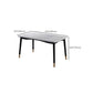 Mesa de comedor de piedra gris rectangular moderna con 4 pies de madera maciza