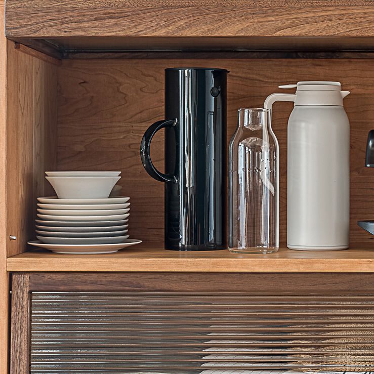 Glazen deur dennenhout dressoir moderne serverkast met opslag voor keuken