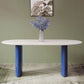 Modern White & Blue Sintered Stone Dining Table Oval Shape Dining Table with Double Pedestal Bases Clearhalo ' dining_table' 'Dining Tables & Seating' 'Dining Tables' 'furn' 'furn_dining_table' 'Furniture' 'furniture_dining_table' 'Kitchen & Dining Furniture' 'kitchen&dining_furn' 'kitchen' 'kitchen_dining_table' 1200x1200_a344d31b-871c-4f19-b533-f114f24b1e07