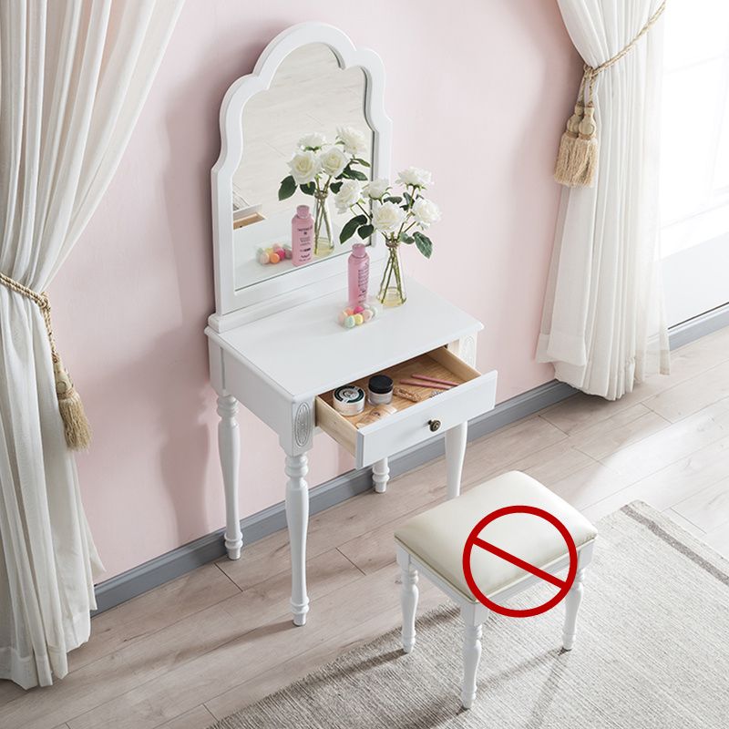 Traditional Wooden Vanity Makeup Table Set 1 Drawers Dressing Table with Mirror Clearhalo 'Bedroom Furniture' 'furn' 'furn_makeup_vanities' 'Furniture' 'Makeup Vanities' 'makeup_vanities' 1200x1200_a344fed8-677a-4219-93b2-957c67f22d51