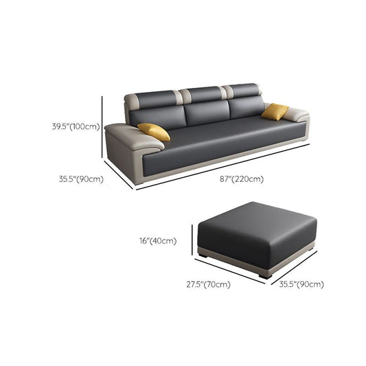 Divano sezionale grigio contemporaneo con braccio top a cuscino in pelle finta
