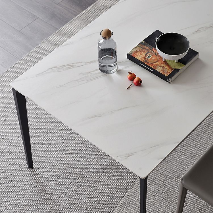 Industrial Style Sintered Stone Dining Table Rectangle Shape Table with 4 Legs Base Clearhalo ' dining_table' 'Dining Tables & Seating' 'Dining Tables' 'Furniture' 'furniture_dining_table' 'Kitchen & Dining Furniture' 'kitchen&dining_furn' 'kitchen' 'kitchen_dining_table' 1200x1200_a34750f5-2df4-4bd7-aabd-b37237952924