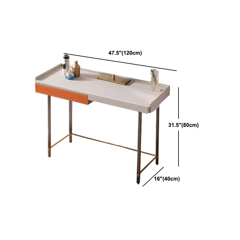 1 Drawer Glam Makeup Vanity Set Solid Wood Dressing Table with Slate Top