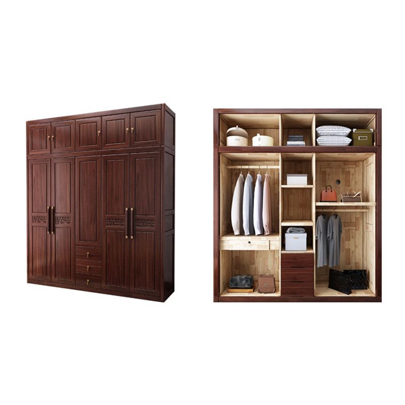 Contemporary Wardrobe Armoire Wood Wardrobe Closet with Doors and Drawers