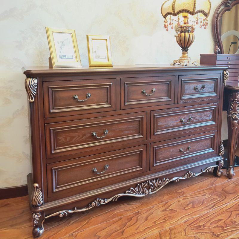 Casse di stoccaggio in legno in stile tradizionale con cassetti per la camera da letto