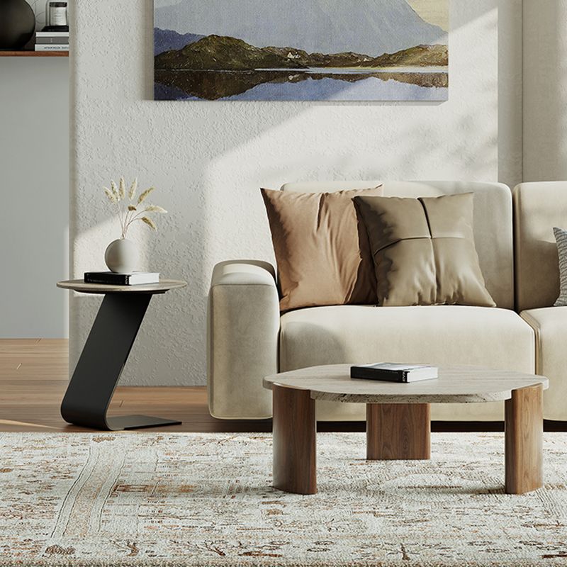 Mesa de centro minimalista de pizarra, juegos de mesa de centro redondos para sala de estar