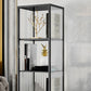 Modern Vertical Bookcase Metal Closed Storage Bookshelf for Bedroom