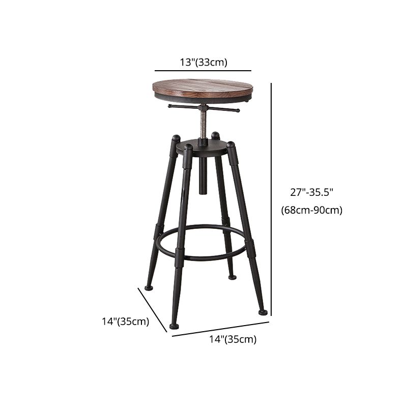 Industrial Footrest Adjustable Height Barstool Brown Pine Home Stool Clearhalo 'Bar Furniture' 'Bar Stools' 'bar_stools' 'furn' 'furn_bar_stools' 'Furniture' 'furniture_bar_stools' 'Kitchen & Dining Furniture' 1200x1200_a34cfc35-b42c-43e4-9fa3-1e1e3427e208