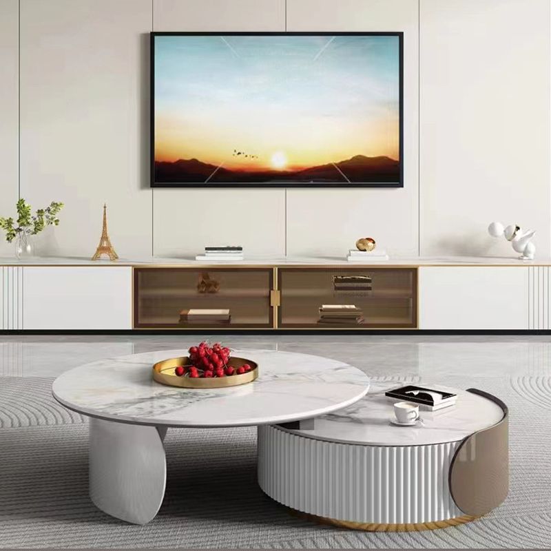 Soporte de televisión moderno de 16 "D Consola de TV de pizarra de almacenamiento cerrado con puerta de vidrio