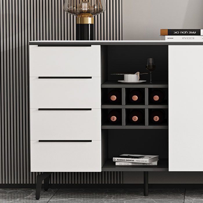 Stone Top Sideboard Contemporary Sideboard with Door and Drawer for Dining Room Clearhalo 'buffet_sideboard' 'Buffets & Sideboards' 'furn' 'furn_buffet_sideboard' 'Furniture' 'Kitchen & Dining Furniture' 1200x1200_a350aecc-8393-4bd5-9b15-ff896a5cf348