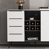 Stone Top Sideboard Contemporary Sideboard with Door and Drawer for Dining Room Clearhalo 'buffet_sideboard' 'Buffets & Sideboards' 'furn' 'furn_buffet_sideboard' 'Furniture' 'Kitchen & Dining Furniture' 1200x1200_a350aecc-8393-4bd5-9b15-ff896a5cf348