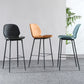 Scandinavian Armless Bar Stools Faux Leather Low Back Barstool with 4 Black Legs