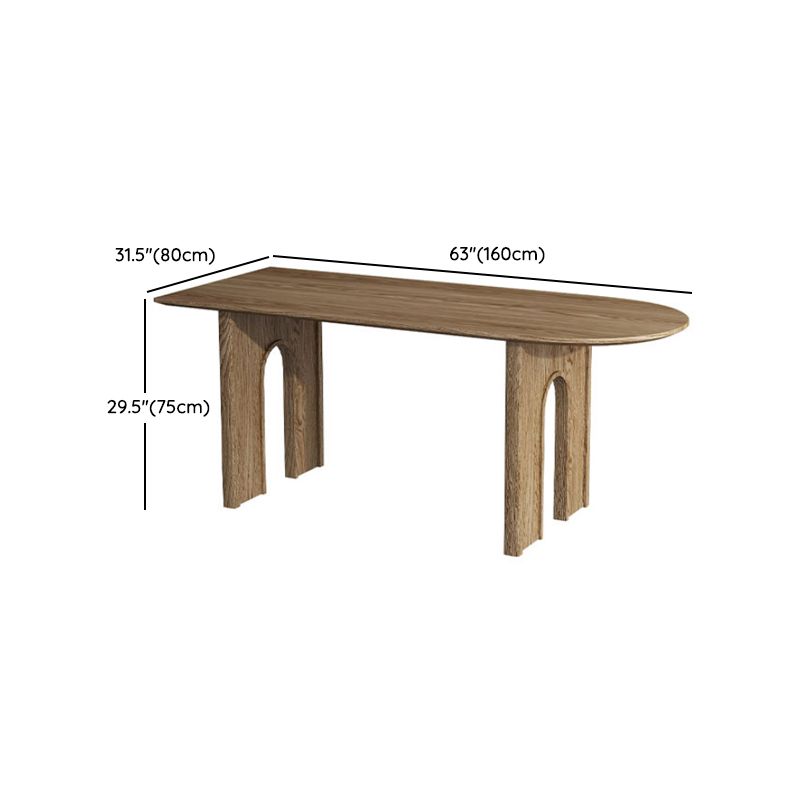 椅子付きの現代的な不規則な形のソリッドウッドダイニングテーブル