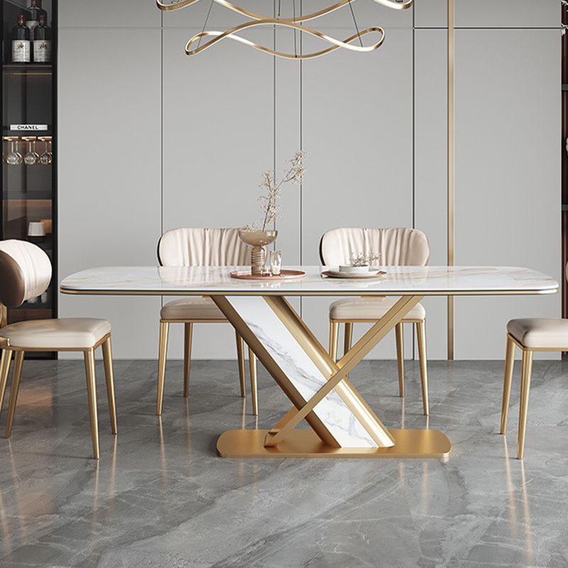 Stone Top Dining Table Traditional Luxury Rectangle Dining Table with Pedestal Base Clearhalo 'Dining Tables & Seating' 'Dining Tables' 'dining_table' 'furn' 'furn_dining_table' 'Furniture' 'furniture_dining_table' 'Kitchen & Dining Furniture' 'kitchen' 'kitchen_dining_table' 1200x1200_a353c3e8-e0ed-4483-a3c4-3d7d1e20be9a