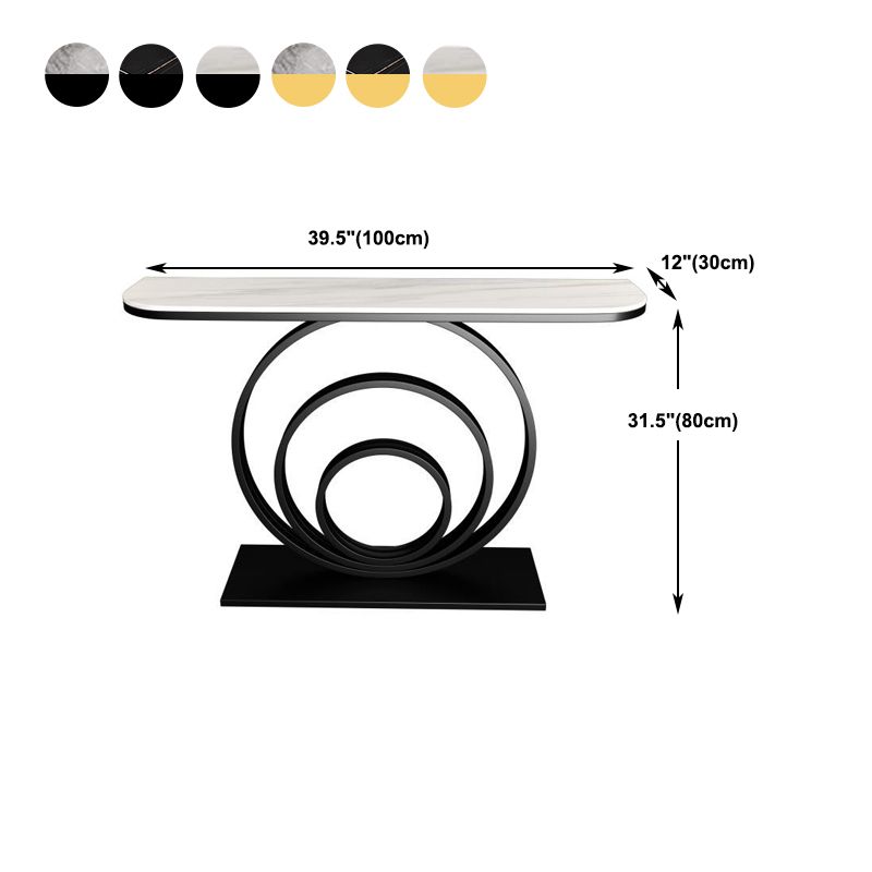 Stone Console Table 31.49" High Metal Frame Half Moon Accent Table Clearhalo 'Console Tables' 'console_tables' 'Entry & Mudroom Furniture' 'furn' 'furn_console_tables' 'Furniture' 1200x1200_a354076c-ec99-449c-9186-c6bddfd8f6b0