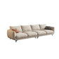 Skandinavisches Sofa mit quadratischen Armen und Beige locker in festem Holz locker