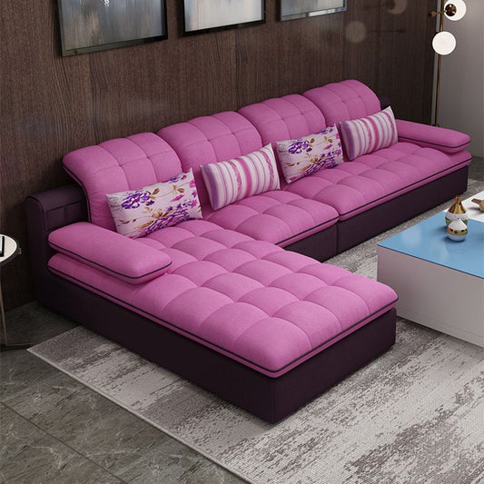 Farmhouse Pillow Top Arm Sectional Tufted Back Sofa and Chaise Clearhalo 'furn' 'furn_sectionals' 'Furniture' 'furniture_sectionals' 'Living Room Furniture' 'Sectionals' 1200x1200_a355f571-bae9-4647-9481-19420deb0fb0