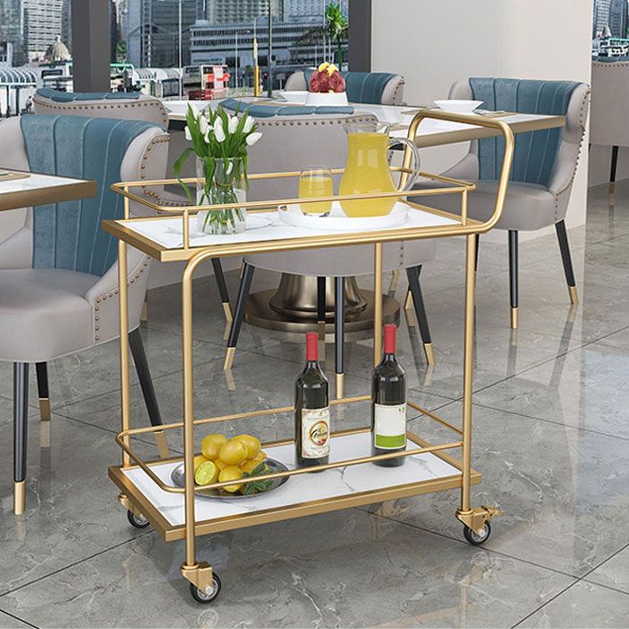Metal Modern Prep Table Rolling Rectangular 33.86"H Prep Table for Dining Room