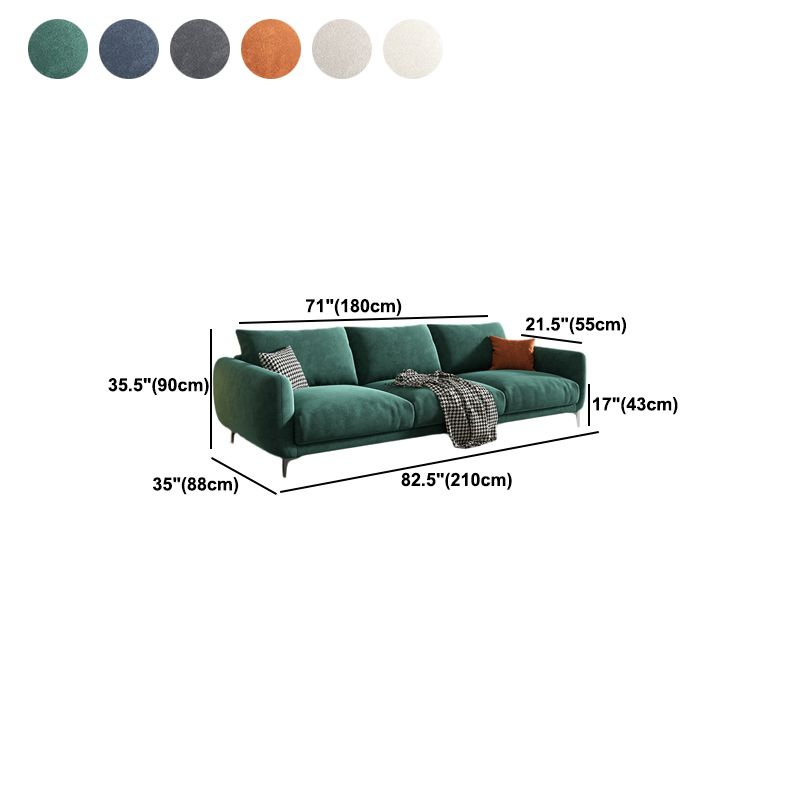 3 Seater 35.4"H Microsuede Solid Color Square Arm Sofa for Living Room