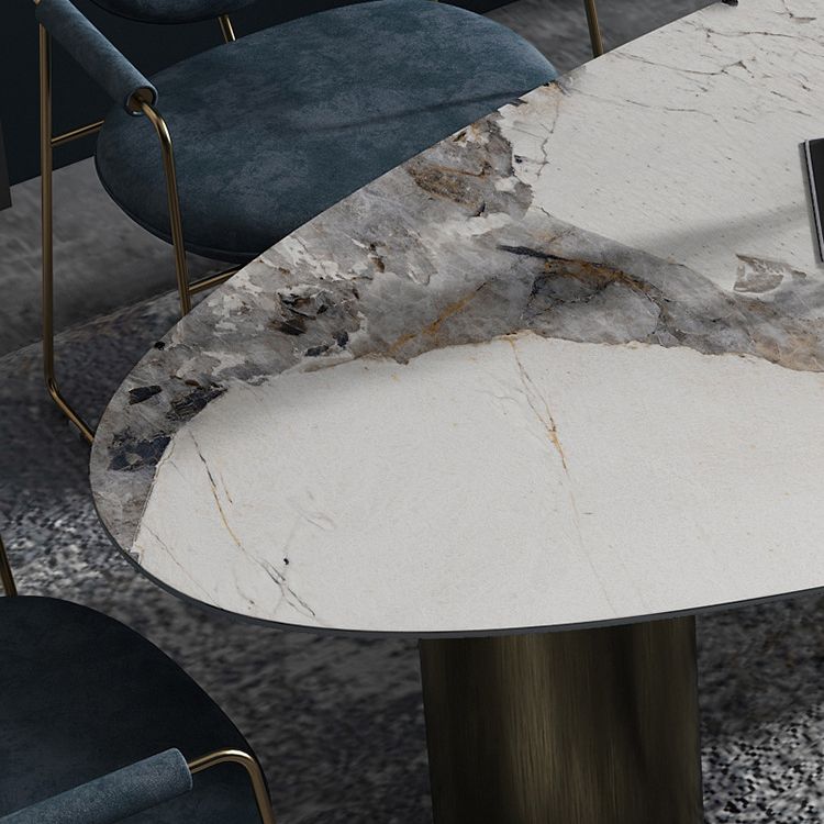Oval Sintered Stone Dining Table Luxury Table in White with Metal 3 Legs Clearhalo ' dining_table' 'Dining Tables & Seating' 'Dining Tables' 'furn' 'furn_dining_table' 'Furniture' 'furniture_dining_table' 'Kitchen & Dining Furniture' 'kitchen&dining_furn' 'kitchen' 'kitchen_dining_table' 1200x1200_a35849aa-b43b-428e-babc-8d99a21f6b8a