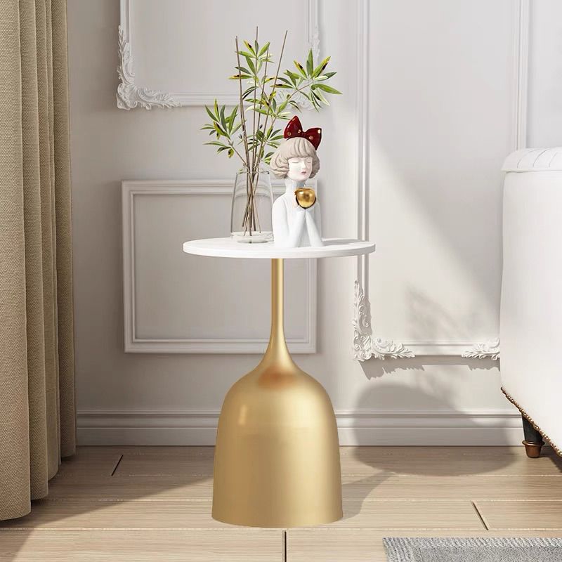 Mid-century Modern Cocktail Table Metal/rock Board Round Coffee Table with Top