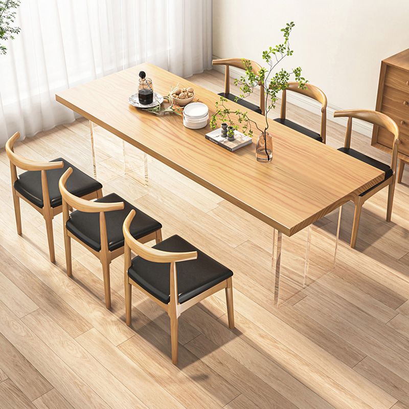 Juego de mesa de comedor acrílico moderno 1/2/5/7 PCS Set de muebles de comedor de madera natural