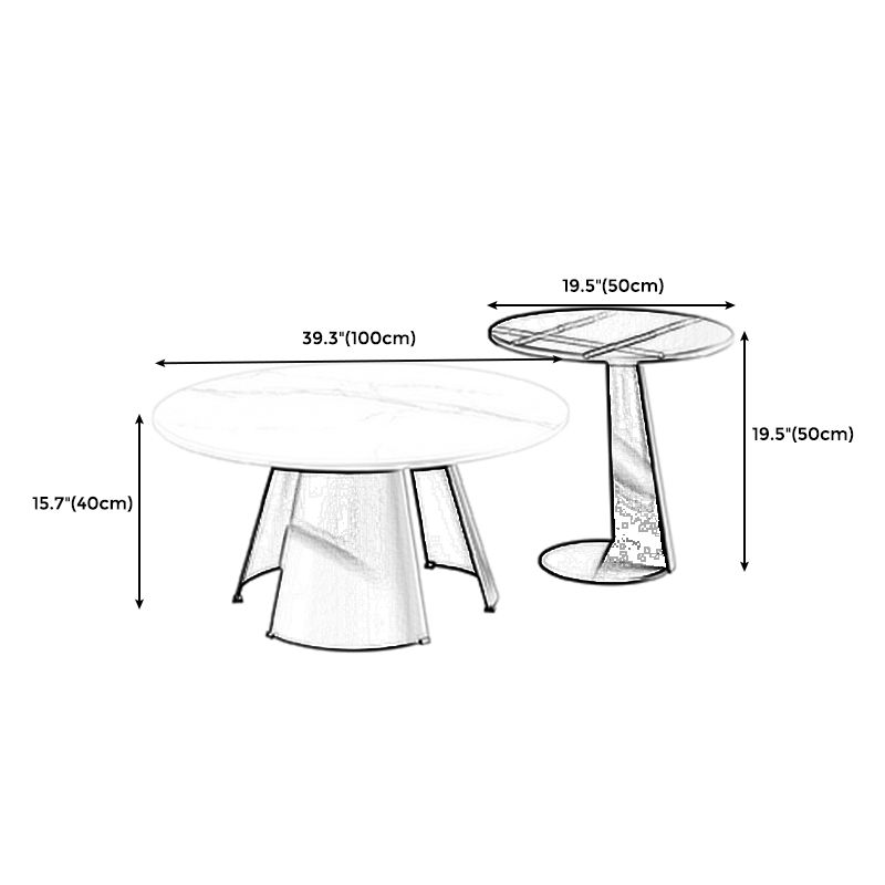 Tavolino rotondo in ardesia bianca 3 gambe base in tavolo da cocktail nero