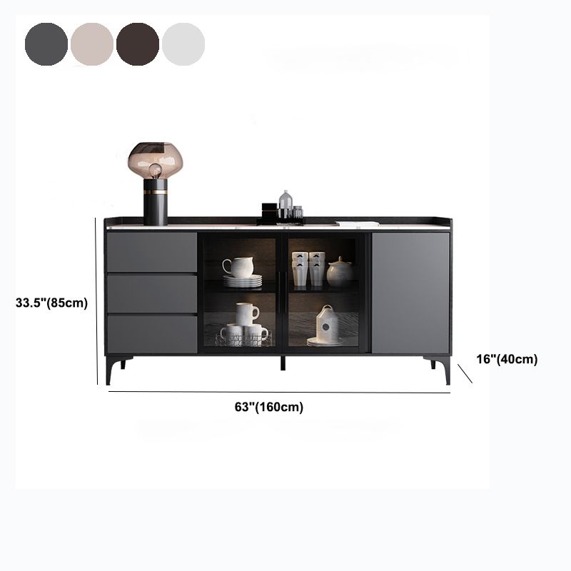 Weiß gesinterte Stein -Top -Server Glamstil Buffet Sideboard für Wohnzimmer
