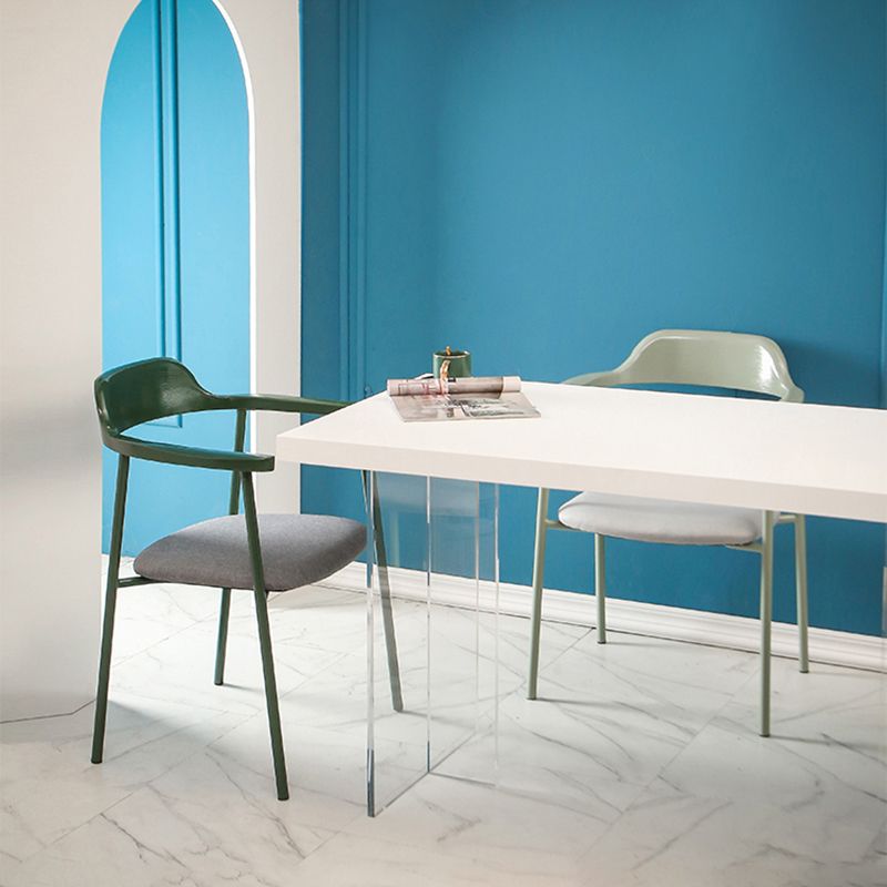 Modern Style Metal Arm Chair Open Back Indoor Dining Chair (Set of 2) Clearhalo 'Dining Chairs' 'Dining Tables & Seating' 'dining_chair' 'furn' 'furn_dining_chair' 'Furniture' 'furniture_dining_chair' 'Kitchen & Dining Furniture' 1200x1200_a35db463-3b49-4d80-af9e-3072e23b6e1a