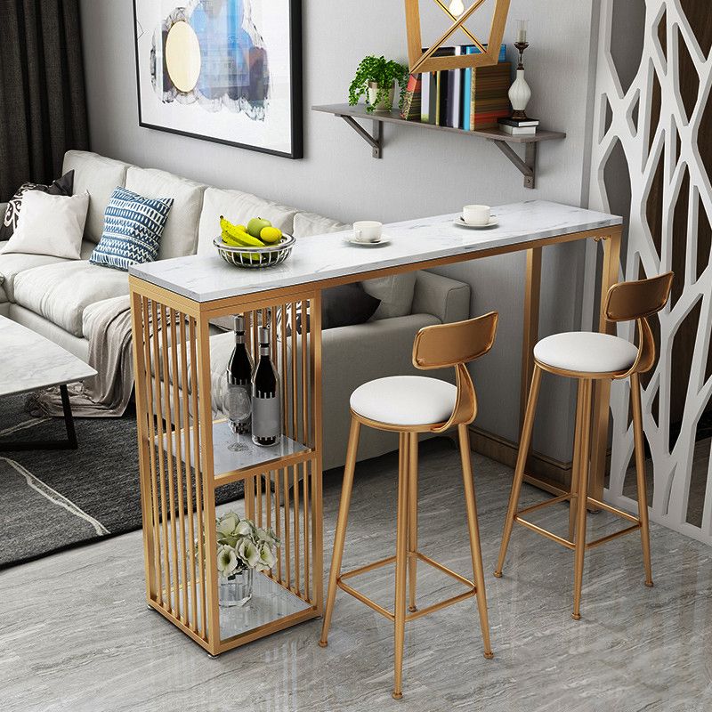 Juego de mesa de Bar Rectangular de 1/3/7 piezas, mesa moderna de mármol para tienda de té con leche y taburetes de Bar