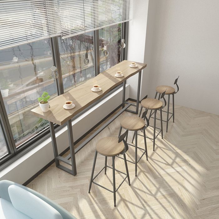 Mesa de bar rectangular de estilo moderno, mesa de mostrador de madera maciza de 1/5 piezas