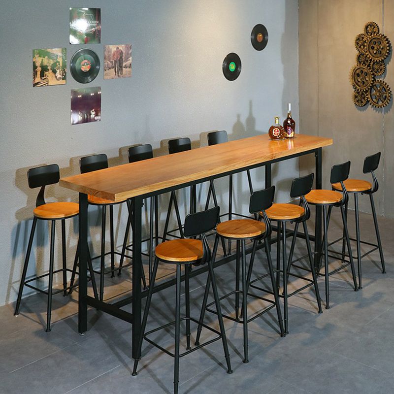 Tavolo da bar in legno in legno massiccio marrone chiaro industriale in metallo tavolo da pub